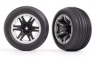 Traxxas Däck & Fälg Ribbed / RXT Svart med Kromad RIng 2.8" Fram (2) Traxxas Däck & Fälg Ribbed / RXT Svart med Kromad RIng 2.8" Fram (2)