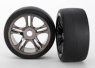 Traxxas Dck & Flg Slicks S1/S-Spoke Svart Krom Bak (2) XO-1