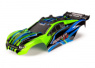 Traxxas Kaross Rustler 4x4 Grön & Blå Målad Traxxas Kaross Rustler 4x4 Grön & Blå Målad