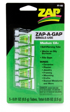 ZAP-A-GAP One-time-Use CA 5x0.5gr i gruppen Bygg & Verktyg / Byggmaterial / Lim hos Rynosx4 Hobbyshop AB (40PT105)