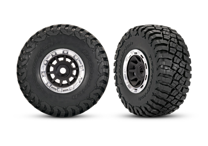 Traxxas Däck & Fälg BFGoodrich Mud Terrain/ Mini Slash Krom/Svart (2) i gruppen RADIOSTYRD BIL / Reservdelar / Traxxas Delar hos Rynosx4 Hobbyshop AB (4210870-STBLK)
