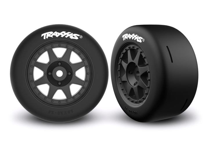 Traxxas Däck & Fälg Speed Slicks Hard / Mini Rally Svart Fram (2) i gruppen RADIOSTYRD BIL / Tillbehör / Däck & fälg hos Rynosx4 Hobbyshop AB (4210876-BLK)