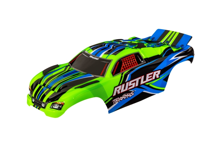Traxxas Kaross Rustler 2WD Clipless Grön i gruppen RADIOSTYRD BIL / Reservdelar / Traxxas Delar hos Rynosx4 Hobbyshop AB (423734-GRN)