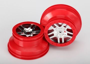 Traxxas Flg Split-Spoke Krom-Rd (14mm) 2.2/3.0' (2) i gruppen RADIOSTYRD BIL / Tillbehr / Dck & flg hos Rynosx4 Hobbyshop AB (425974A)