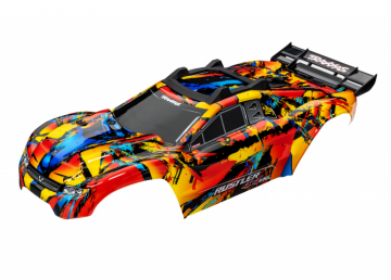 Traxxas Kaross Rustler 4x4 Solar Flare (Komplett med Karossfsten) i gruppen RADIOSTYRD BIL / Tillbehr / Karosser & tillbehr hos Rynosx4 Hobbyshop AB (426718R)