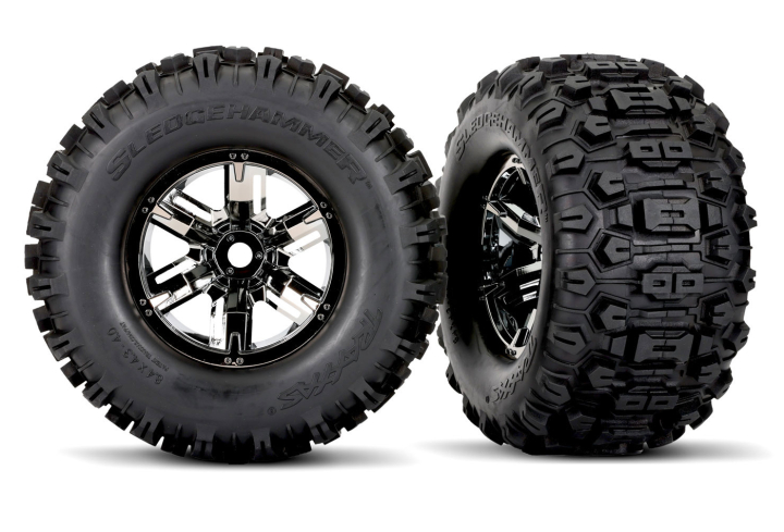 Traxxas Däck & Fälg Sledgehammer med Korda / X-MAXX Svart Krom (2) i gruppen RADIOSTYRD BIL / Reservdelar / Traxxas Delar hos Rynosx4 Hobbyshop AB (427871X)