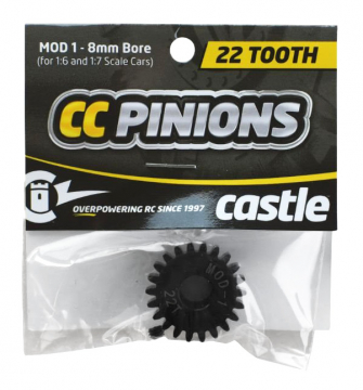 CASTLE  Pinion 22T - Mod 1 - 8mm hl i gruppen RADIOSTYRD BIL / Tillbehr / Motordrev hos Rynosx4 Hobbyshop AB (CC010-0065-27)