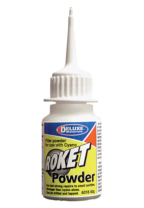 Deluxe materials Roket Powder CA Filler 40gr i gruppen Bygg & Verktyg / DELUXE MATERIALS / Lim hos Rynosx4 Hobbyshop AB (DL-AD18)