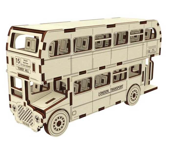 DPR London Buss Trämodell Byggsats i gruppen Bygg & Verktyg / Byggsatser trä / Mekaniska Byggsatser hos Rynosx4 Hobbyshop AB (DPRCS002)