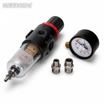 Hobbynox Luftregulator med Manometer och Luftfilter G1/8 & G1/4 i gruppen Fabrikat / H / Hobbynox / Airbrush hos Rynosx4 Hobbyshop AB (HN013-01)