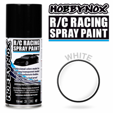 Hobbynox Vit R/C Racing Spray Frg 150 ml i gruppen Bygg & Verktyg / Frg & penslar / Lexan sprayfrg hos Rynosx4 Hobbyshop AB (HN1100)