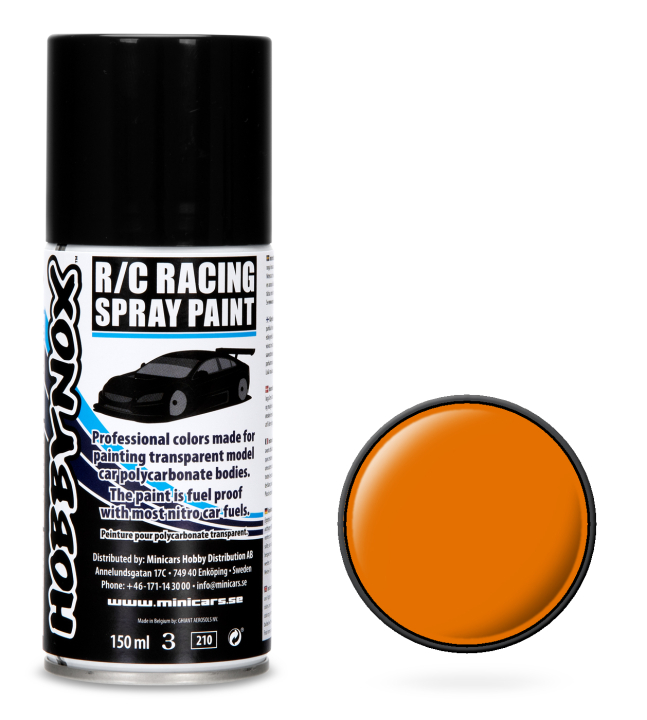 Hobbynox Orange R/C Racing Spray Färg 150 ml i gruppen Bygg & Verktyg / Färg & penslar / Lexan sprayfärg hos Rynosx4 Hobbyshop AB (HN1301)