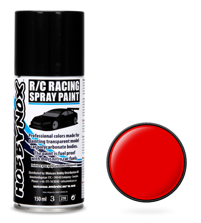 Hobbynox Röd R/C Racing Spray Färg 150 ml i gruppen Bygg & Verktyg / Färg & penslar / Lexan sprayfärg hos Rynosx4 Hobbyshop AB (HN1302)