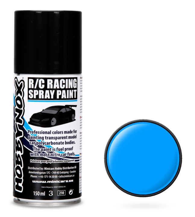 Hobbynox Neon Blå R/C Racing Spray Färg 150 ml i gruppen Bygg & Verktyg / Färg & penslar / Lexan sprayfärg hos Rynosx4 Hobbyshop AB (HN1407)