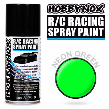 Hobbynox Neon Grn R/C Racing Spray Frg 150 ml i gruppen Bygg & Verktyg / Frg & penslar / Lexan sprayfrg hos Rynosx4 Hobbyshop AB (HN1408)