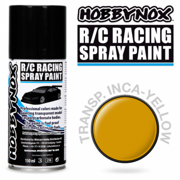 Hobbynox Transparent  Inca Gul R/C Racing Spray Frg 150 ml i gruppen Bygg & Verktyg / Frg & penslar / Lexan sprayfrg hos Rynosx4 Hobbyshop AB (HN1500)