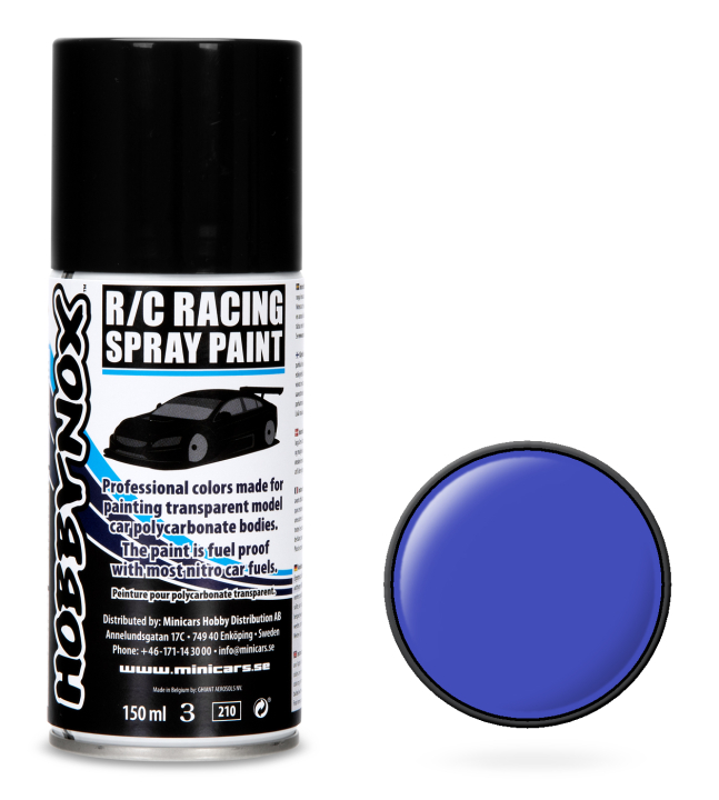 Hobbynox Transparent Mörk Blå R/C Racing Spray Färg 150 ml i gruppen Bygg & Verktyg / Färg & penslar / Lexan sprayfärg hos Rynosx4 Hobbyshop AB (HN1505)
