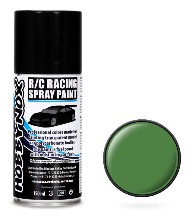 Hobbynox Oliv Grön R/C Racing Spray Färg 150 ml i gruppen Bygg & Verktyg / Färg & penslar / Lexan sprayfärg hos Rynosx4 Hobbyshop AB (HN1605)