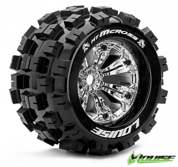 Däck & Fälg MT-MCROSS 3,8" Krom 0-offset (2) i gruppen RADIOSTYRD BIL / Tillbehör / Däck & fälg hos Rynosx4 Hobbyshop AB (LT3276C)