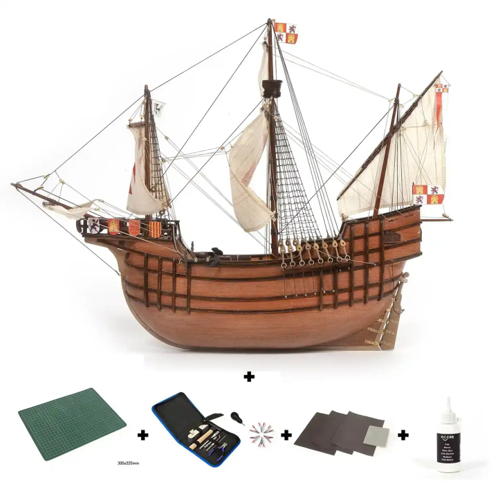 OcCre Santa Maria 1/50 Skepp 530mm med Startset i gruppen Bygg & Verktyg / Byggsatser trä / Träbåtar hos Rynosx4 Hobbyshop AB (OC12010S)