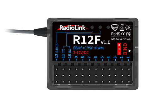 RadioLink R12F Mottagare 12-kanaler i gruppen RYNOS / Ej publicerat hos Rynosx4 Hobbyshop AB (RLR12F)