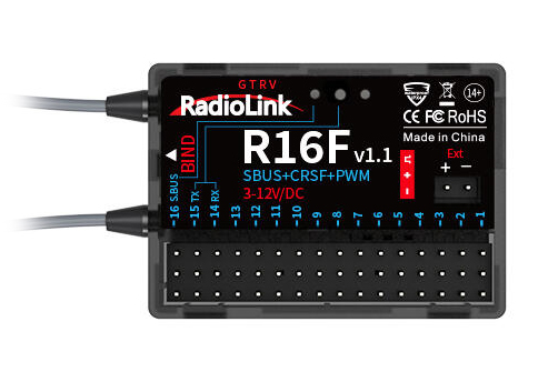 RadioLink Mottagare R16F 16-kanaler i gruppen RADIOSTYRDA FLYG / Radioutrustning / Mottagare hos Rynosx4 Hobbyshop AB (RLR16F)