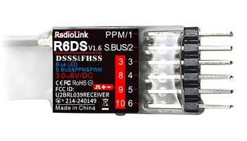 RadioLink Mottagare R6DS 6/10-kanaler (AT9, AT9S, AT10, AT10ll) i gruppen RADIOSTYRDA FLYG / Radioutrustning / Mottagare hos Rynosx4 Hobbyshop AB (RLR6DS)