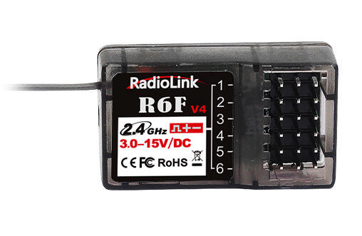 RadioLink Mottagare R6F 6-kanaler i gruppen Elektronik / Mottagare & tillbehör / Mottagare hos Rynosx4 Hobbyshop AB (RLR6F)
