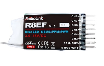 RadioLink Mottagare R8EF 8-kanals i gruppen Elektronik / Mottagare & tillbehör / Mottagare hos Rynosx4 Hobbyshop AB (RLR8EF)