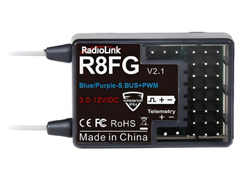RadioLink Mottagare R8FG 8-kanaler med Volt kabel i gruppen RADIOSTYRD BIL / Radioutrustning / Mottagare hos Rynosx4 Hobbyshop AB (RLR8FG-VC)