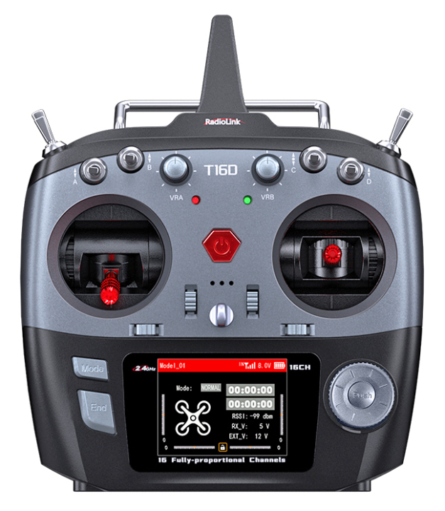 RadioLink T16D Radio Mode-2 med 2x R16F Mottagare i gruppen RADIOSTYRDA FLYG / Radioutrustning / Sändare hos Rynosx4 Hobbyshop AB (RLT16DM2-1)