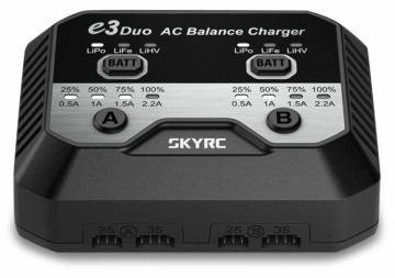 SkyRC e3 Duo Laddare 2-3s LiPo/LiFe/LiHV 240VAC i gruppen Elektronik / Batterier & laddare / Laddare / 230V Laddare hos Rynosx4 Hobbyshop AB (SK100164-01)