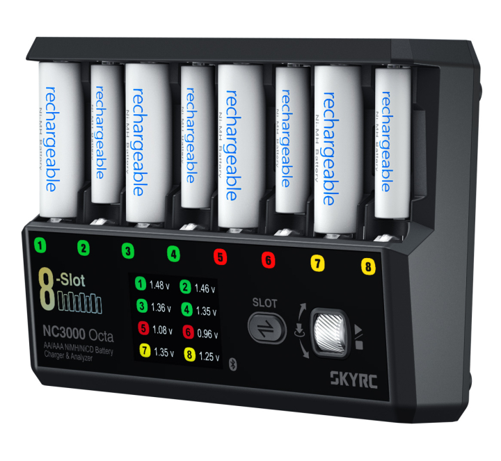 SkyRC NC3000 Octa Laddare NiMH/NiCd AA/AAA 0.2-3A PD 65W i gruppen Elektronik / Batterier & laddare / Laddare / USB-Laddare hos Rynosx4 Hobbyshop AB (SK100228-01)