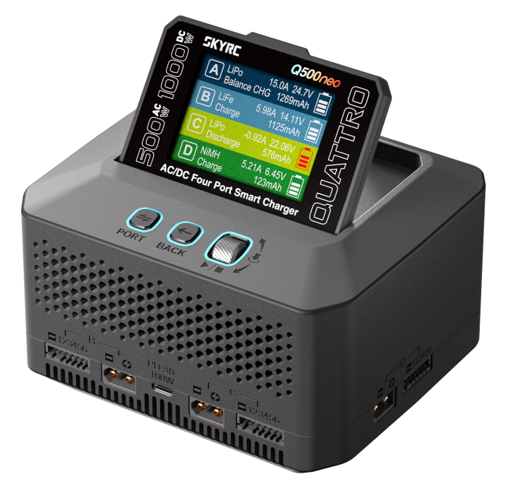 SkyRC Q500neo Quattro Laddare 1-6S 1000W AC&DC i gruppen Elektronik / Batterier & laddare / Laddare / 230V Laddare hos Rynosx4 Hobbyshop AB (SK100232-01)