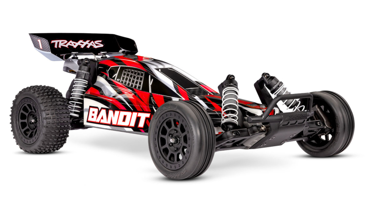 Traxxas Bandit 2WD 1/10 RTR EHD Red-X USB-C Laddare/ 7 cell NiMH 3000mAh i gruppen RADIOSTYRD BIL / RC-BILAR / Radiostyrda bilar (el) hos Rynosx4 Hobbyshop AB (TRX24254-8-REDX)