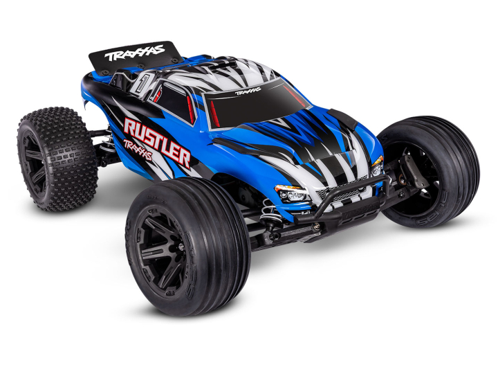 Traxxas Rustler 2WD 1/10 RTR TQ EHD Blå-X - Batteri/USB-C Laddare i gruppen RADIOSTYRD BIL / RC-BILAR / Radiostyrda bilar hos Rynosx4 Hobbyshop AB (TRX37254-8-BLUEX)