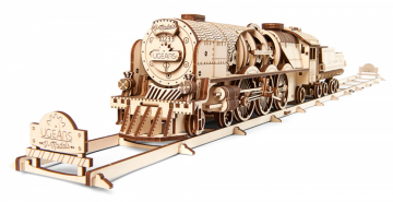 Ugears V-Express Steam Train with Tender i gruppen Bygg & Verktyg / Byggsatser tr / Mekaniska 3D-Pussel hos Rynosx4 Hobbyshop AB (UG70058)