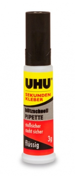 UHU Super Glue Pipette 3g Blister i gruppen Bygg & Verktyg / Byggmaterial / Lim hos Rynosx4 Hobbyshop AB (UHU840590)