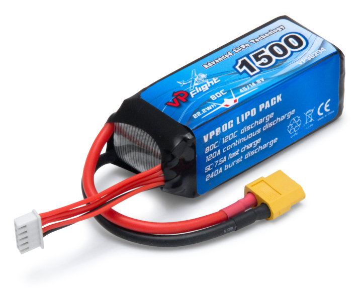Li-Po Batteri 4S 14,8V 1500mAh 80C XT60-Kontakt i gruppen Elektronik / Batterier & laddare / Batterier / Li-Po hos Rynosx4 Hobbyshop AB (VP98294)