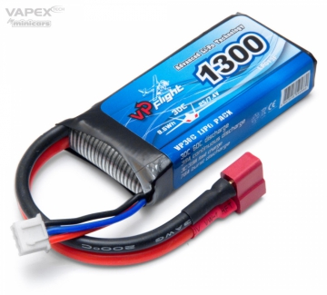 Vapex Li-Po Batteri 2S 7,4V 1300mAh 30C T-Kontakt i gruppen Elektronik / Batterier & laddare / Batterier / Li-Po hos Rynosx4 Hobbyshop AB (VPLP013FD)