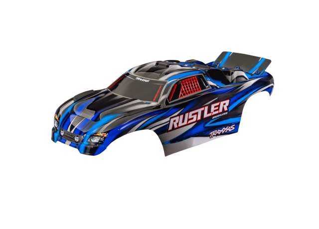 Traxxas Kaross Rustler 2WD Clipless Blå