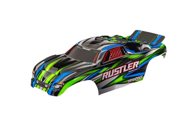 Traxxas Kaross Rustler 2WD Clipless Grön