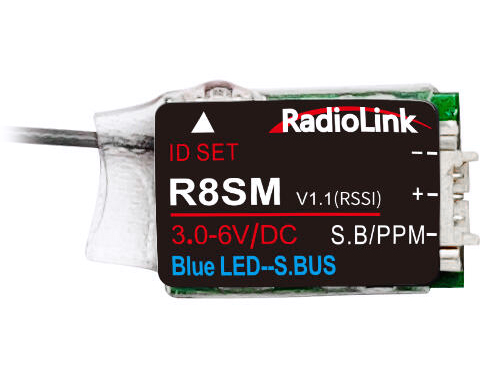 RadioLink Mottagare Mini R8SM 8-kanaler (T8FB, T8S, T16D, T12D)