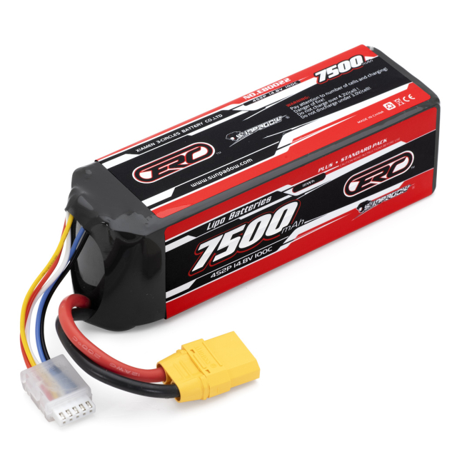 Sunpadow Li-Po Batteri 4S 14.8V 7500mAh 100C XT90-Kontakt
