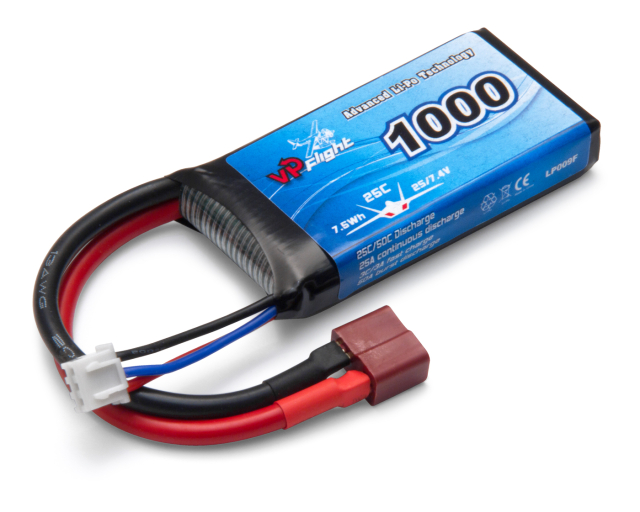Li-Po Batteri 2S 7,4V 1000mAh 25C T-Kontakt