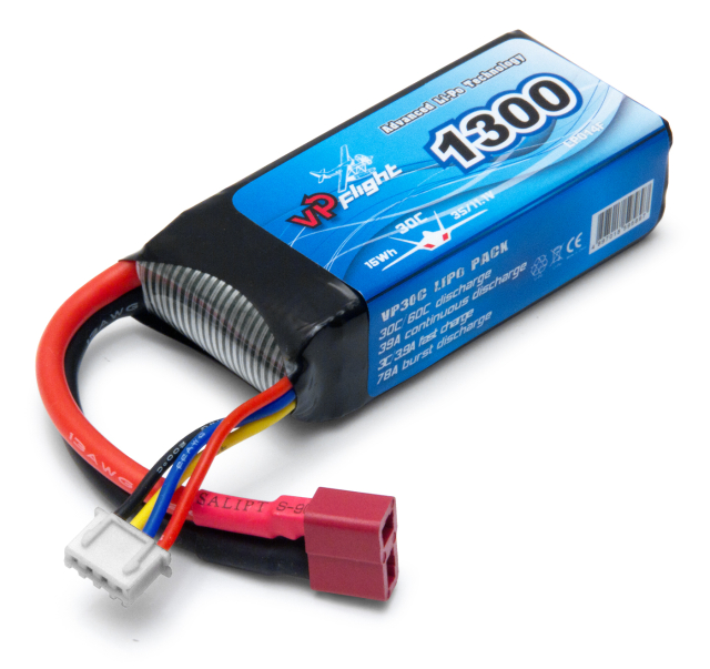 Li-Po Batteri 3S 11,1V 1300mAh 30C T-Kontakt