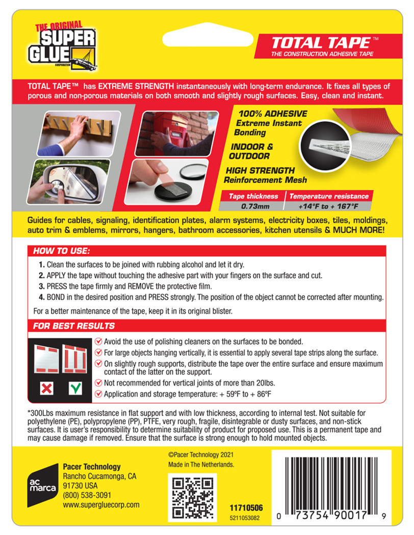 Total Tape Dubbelhäftande Monteringstejp 19mmx2.5m