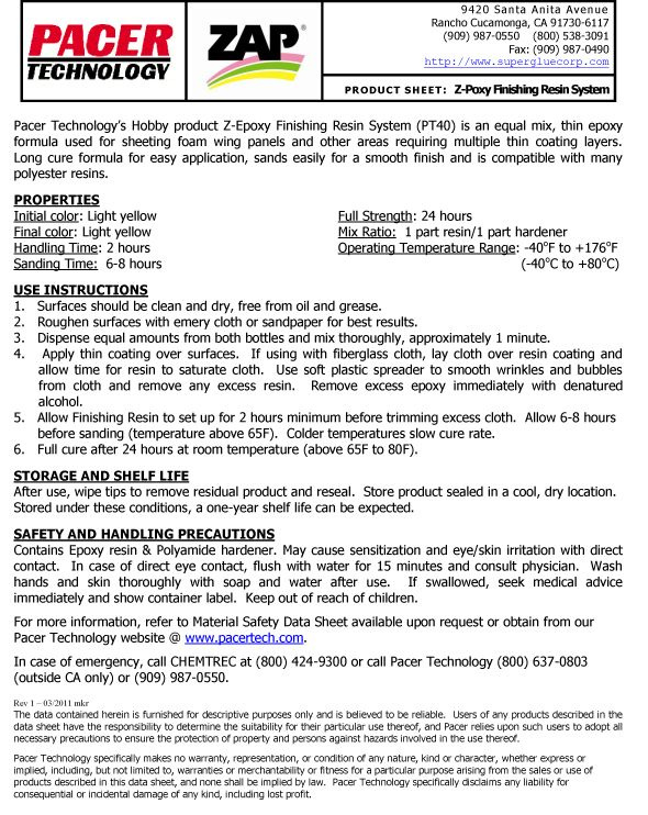 PT-41 Z-Poxy Finishing Resin 118ml