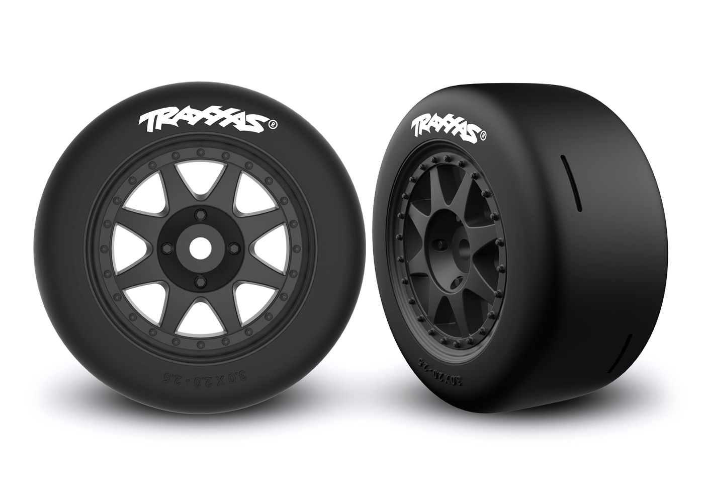 Traxxas Däck & Fälg Speed Slicks Hard / Mini Rally Svart Fram (2)