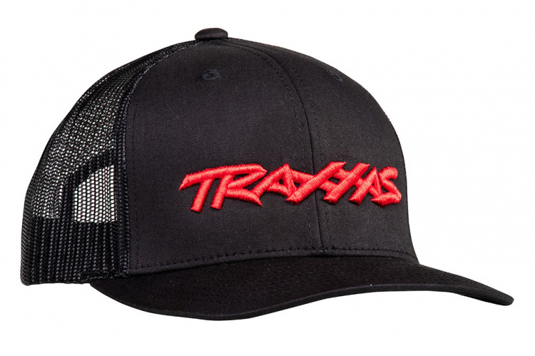 Traxxas Keps Trucker Style Svängd Skärm Svart (Röd Logga)